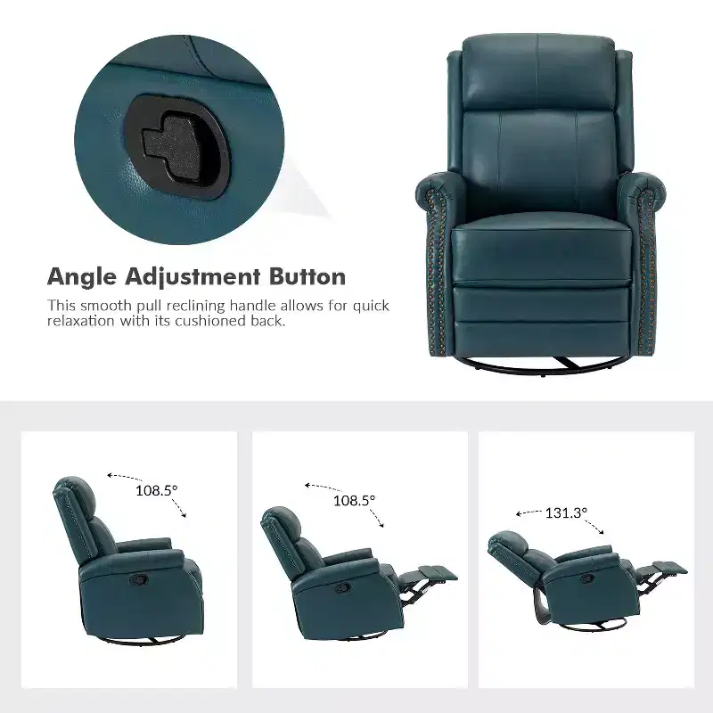 Irene 30.5 Wide Genuine Leather Manual Recliner with Rolled Arms Set of 2| ART OF LIVING DESIGNS