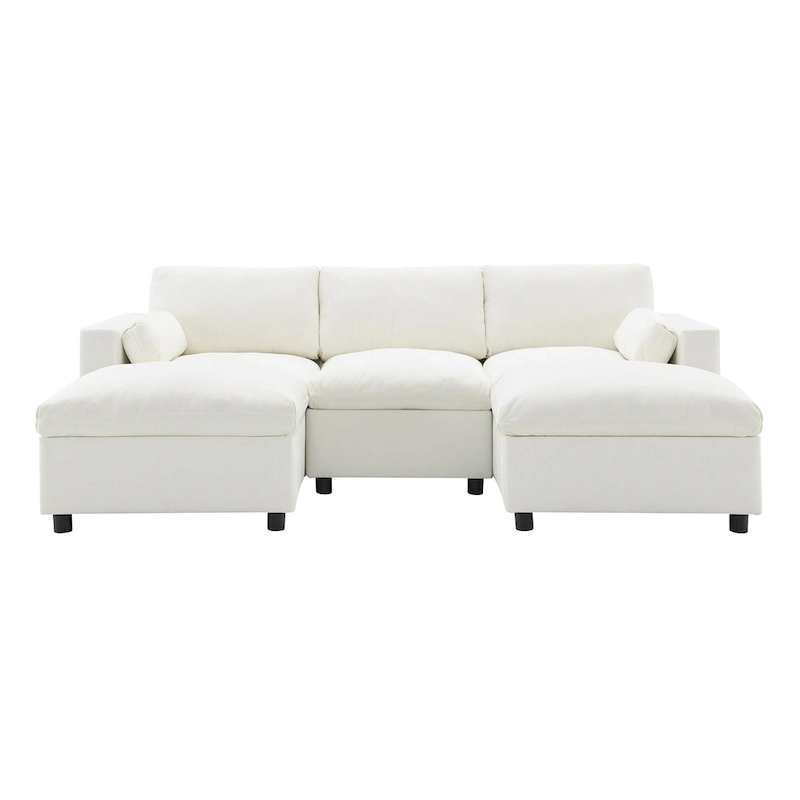 U Shaped Chenille Modular Sectional Cloud Sofa with 2 Ottoman, Pillows