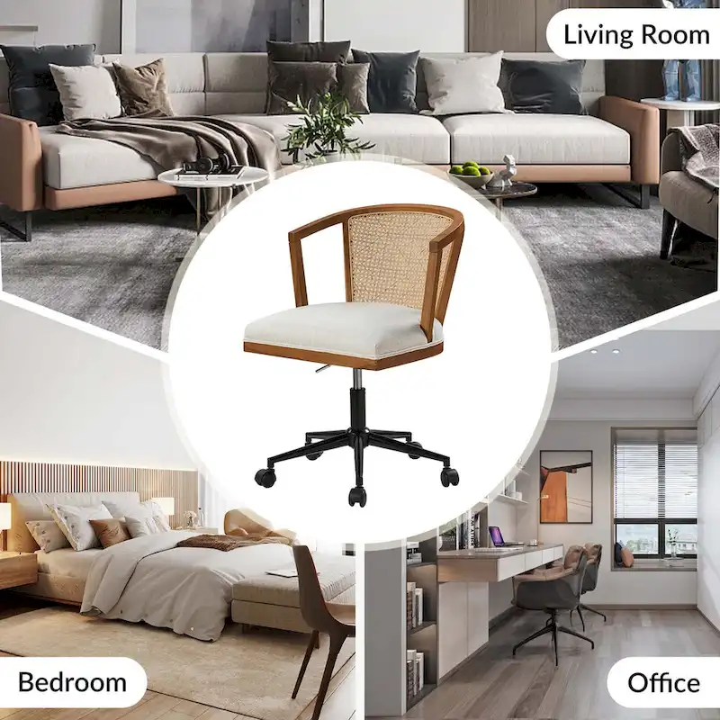 Ingrid Modern Rattan Swivel Height Adjustment Office Chair by HULALA HOME