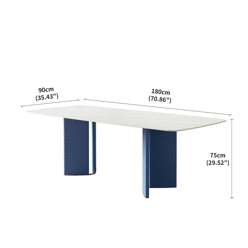 Lesly Rectangle White 70.86 in. Dining Table (8 Seats) - 70.86D35.43W29.52H