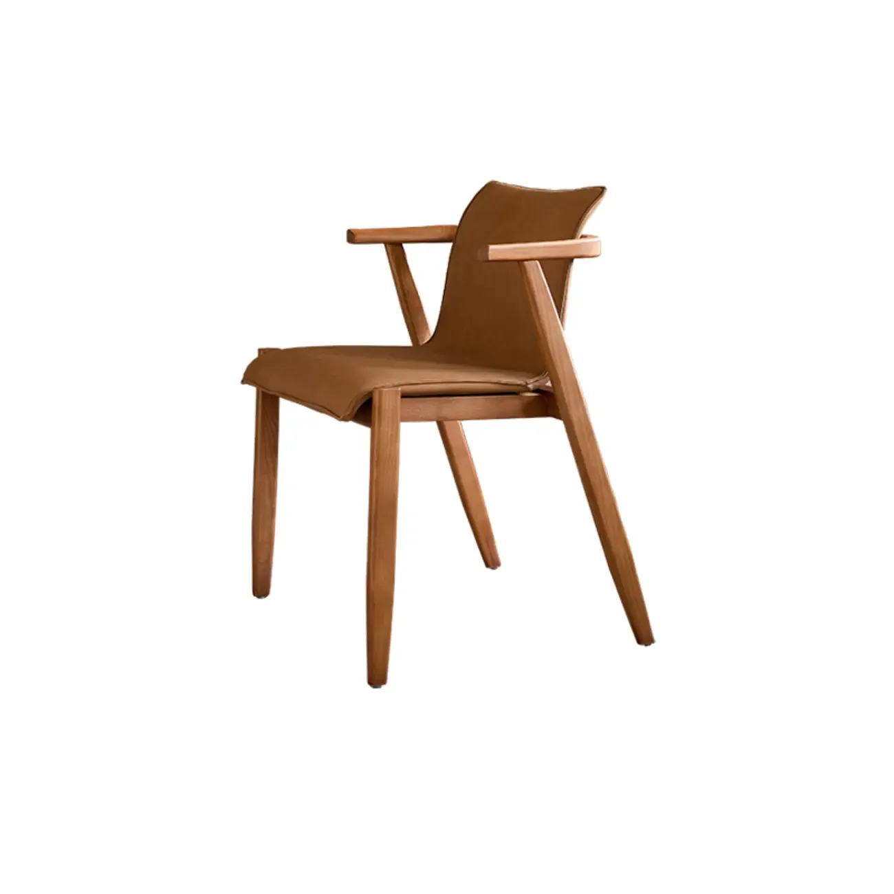 Oak wood Faux Leather Mid-Century Arm Chair