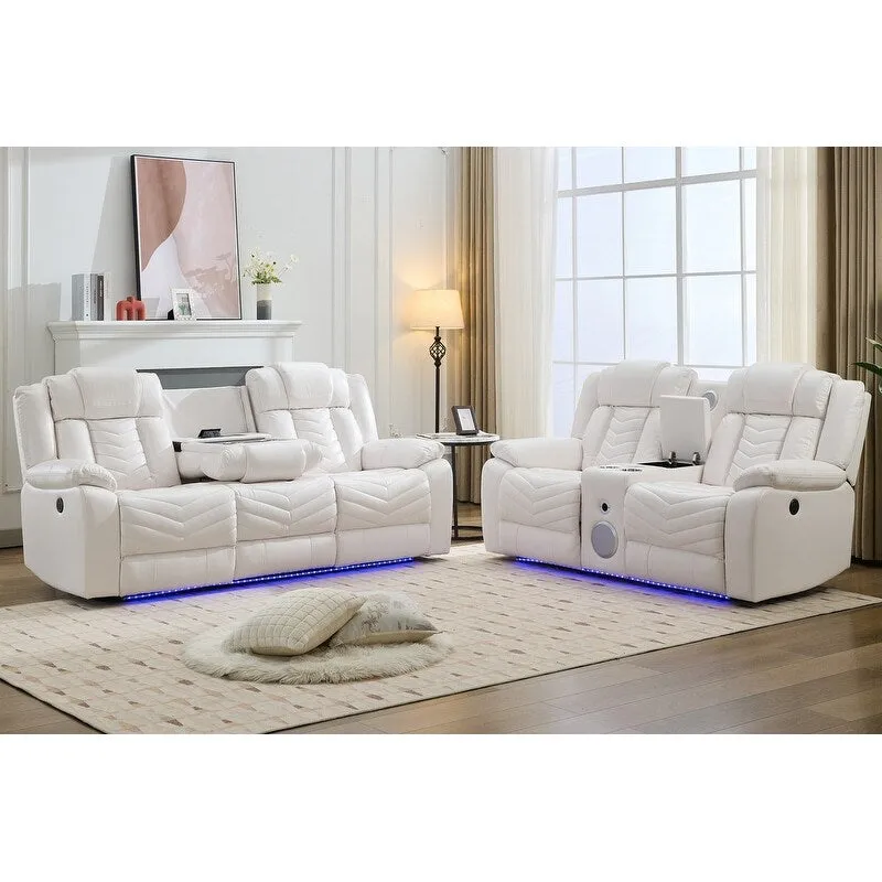 Power Recliner Sofa Set 6-Seater with Zero Gravity,Bass Speaker,Wireless Charger,USB/Type-C Ports,LED Lights,Cup Holders,Gray