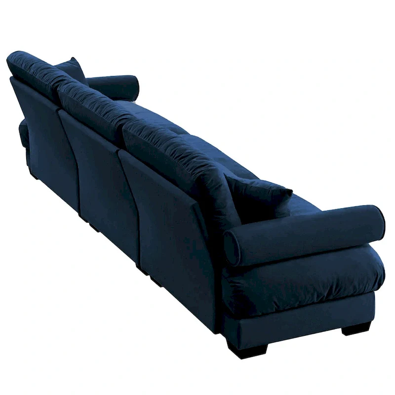 Modular Sectional Sofa - Velvet, 5-Seat, Cloud Cushion, Bolster Armrests, 130W, Configurable