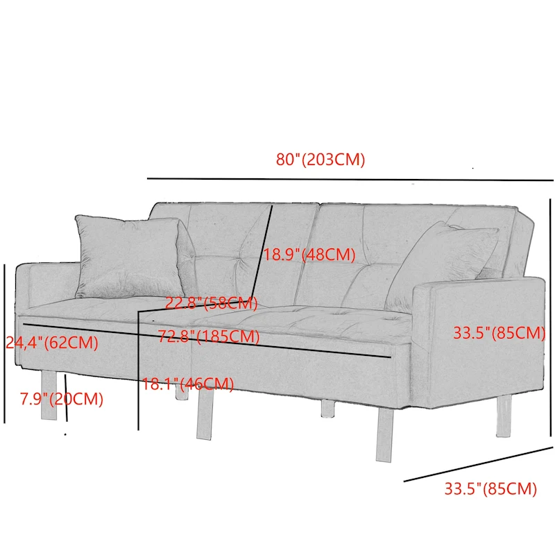 80 Convertible Sofa Sleeper Futon Sofa Bed