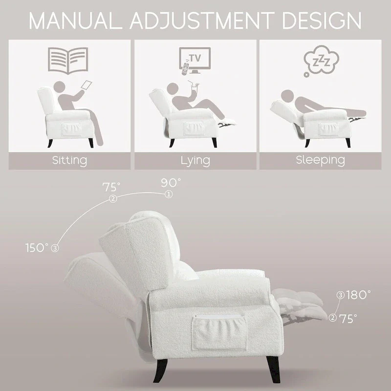 HOMYKA Manual Pushback Recliner Adjustable Accent Chair Wingback Armchair Set of 2