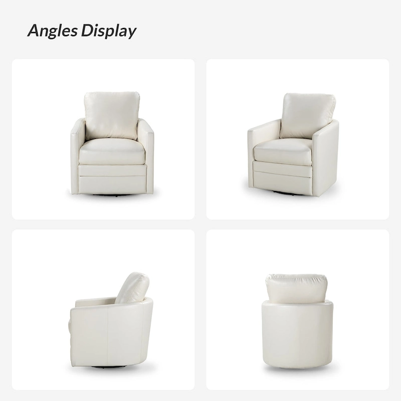 Terrance Transitional Swivel Faux Leather Barrel Accent Chair with Metal Base