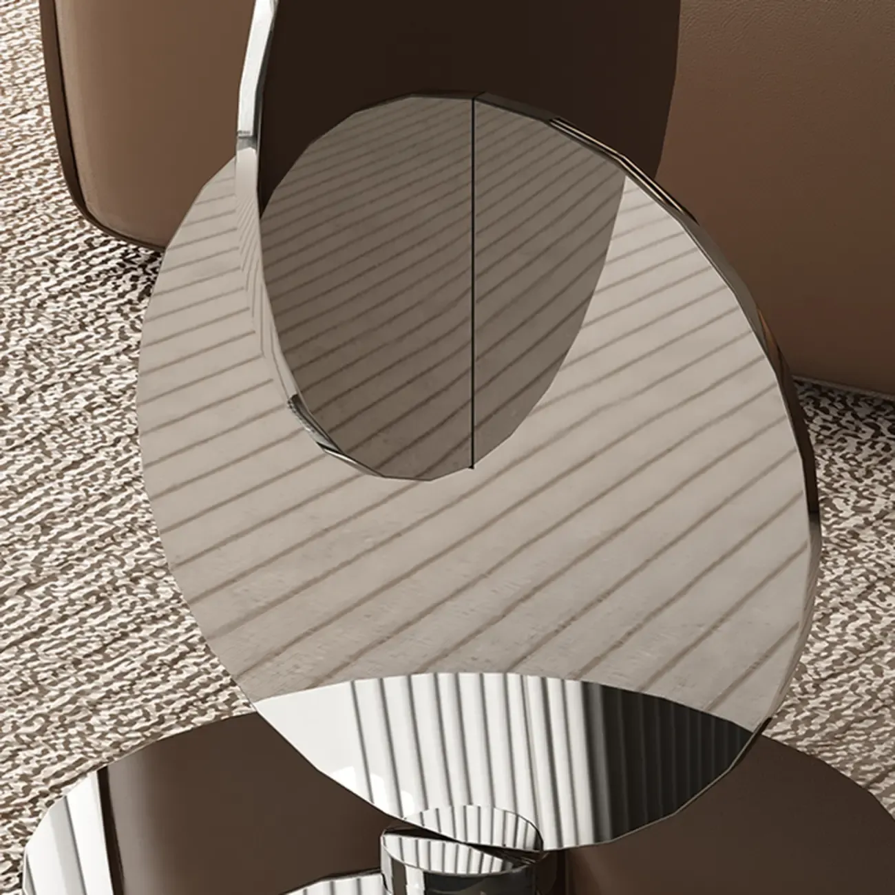 Modern Round Glass Top Stainless Pedestal Side Table