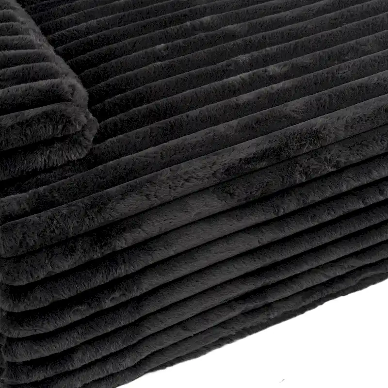 110 Faux Fur Cloud 3-Seater sat L-Shaped Sectional Sofa with Two Included Throw Pillows