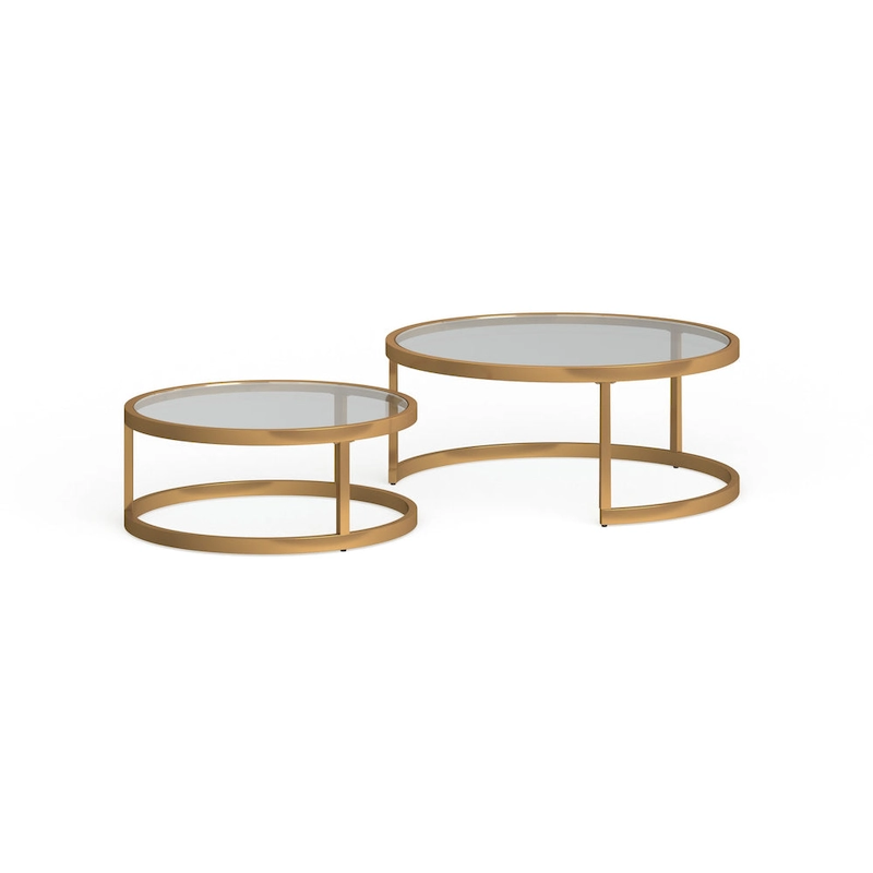 SEI Furniture Grant Round Gold Nesting Coffee Table - Set of 2