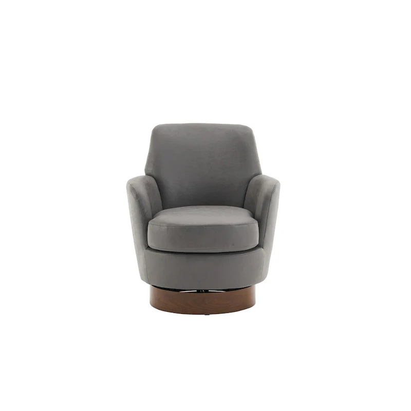29.3 Upholstered Swivel Barrel Chair with Stainless Steel Base
