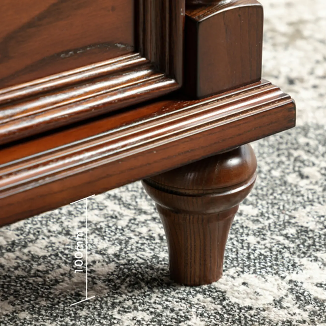 Traditional Ash Wood Nut-Brown 3-Drawer Bedroom Nightstand