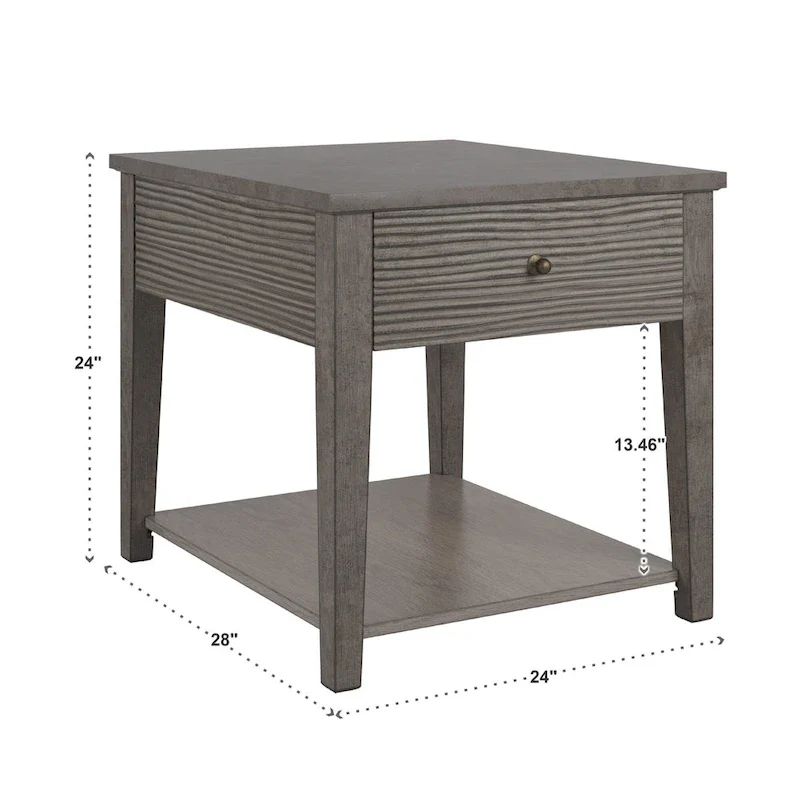 Coober Antique Grey Finish Grey Fiber Cement Table with Shelf by iNSPIRE Q Modern