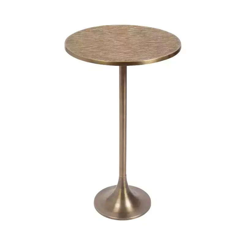 Black & Gold Round Metal Accent Side Table, 1-Person