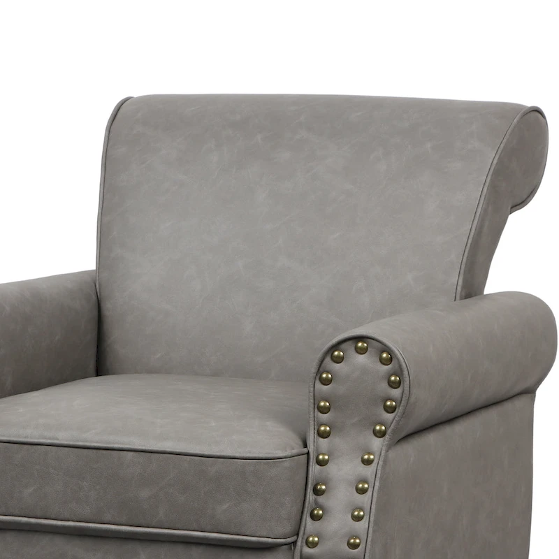Nailheads Accent Chair Faux Leather Armchair