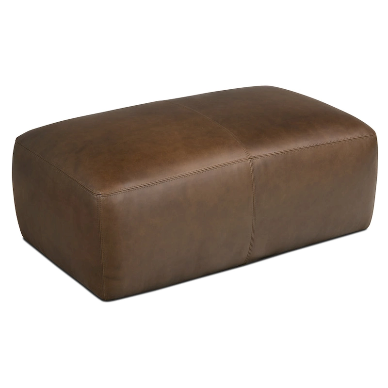 Poly & Bark Denver Leather Ottoman - Full Grain Genuine Italian Leather