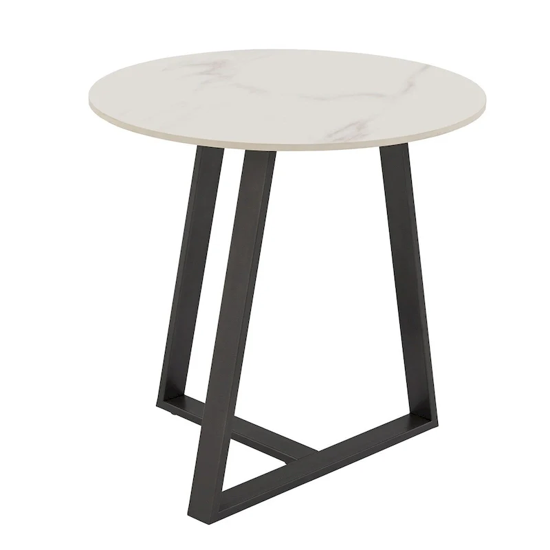 Jurmala Glossy Sintered Stone with Grey Metal Base End Table by iNSPIRE Q Modern
