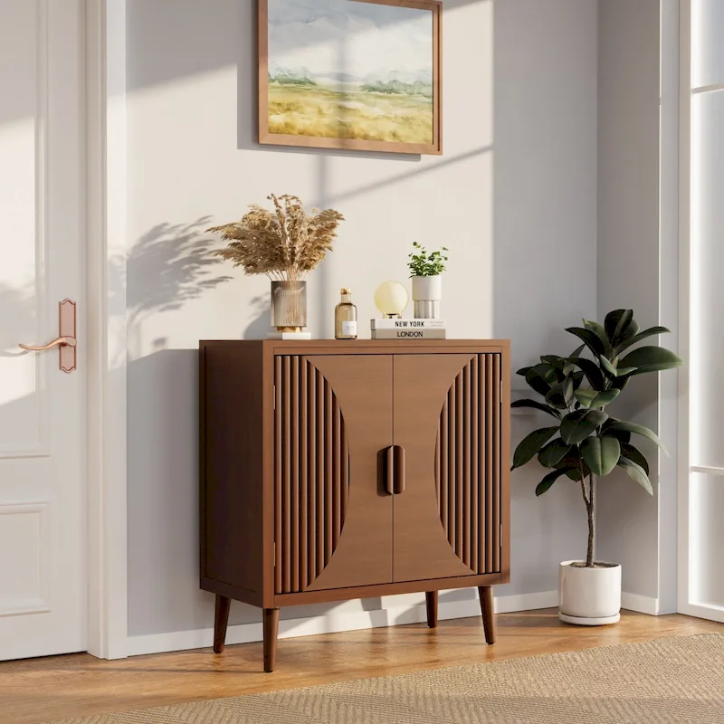 COSIEST Modern Brown Sideboard Storage Cabinet and Buffet