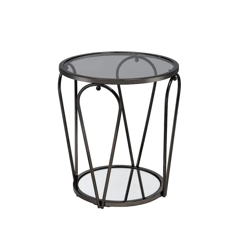 Gables Glam 20-inch Glass Top 1-Shelf End Table by Furniture of America