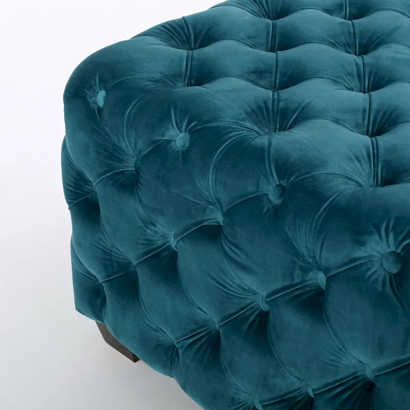 Jaymee Modern Glam Button Tufted Velvet Ottoman by Christopher Knight Home