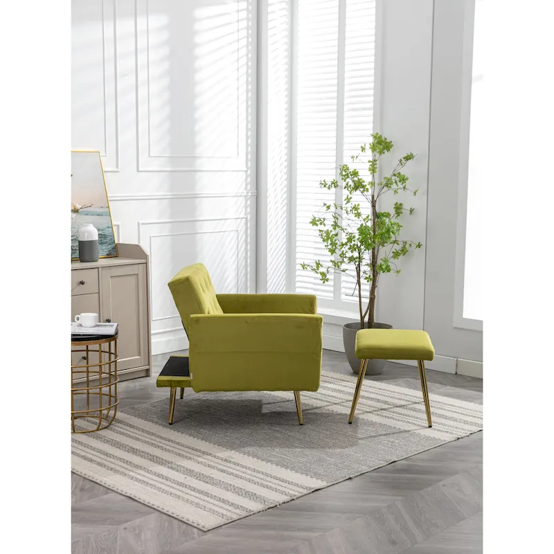 Olive Green 32.28 Tufted Accent Chair with Ottoman