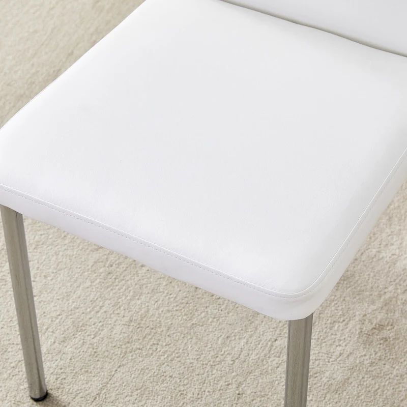 Set of 6 High Resilience Dining Chair with Metal Silver Leg