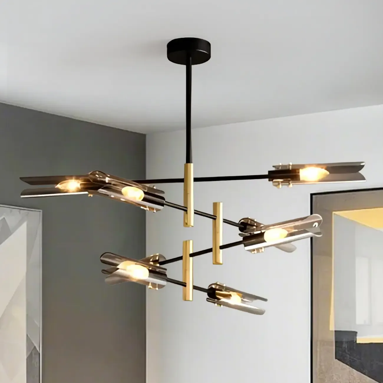 Modern Industrial Linear Chandelier with Adjustable Height