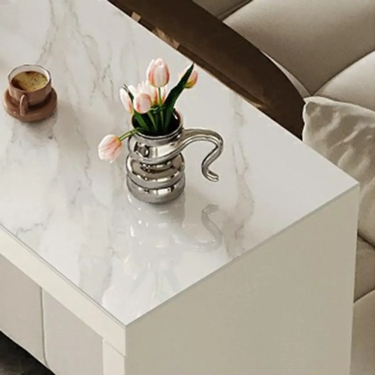 Modern White Stone Pine Wood Pedestal Bar Tables