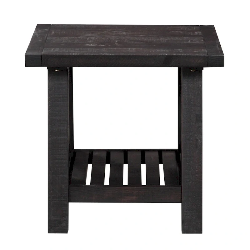 Pine Wood End Table with Exposed Hardware, Brown
