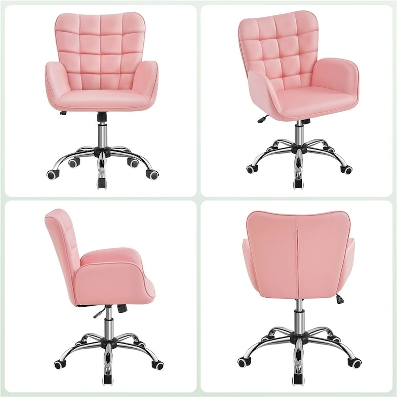 Yaheetech Faux Leather Desk Chair with Padded Armrests Modern Office Chair - N/A