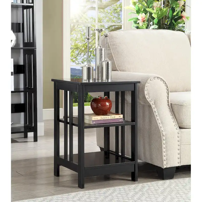 Mission End Table with Shelves