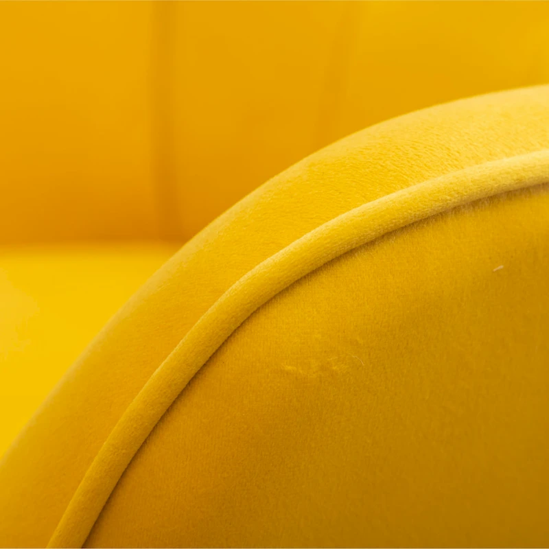 Yellow Modern 33 Polyester Button Tufted Accent Chair with Ottoman and Tapering Wood Dowel Legs