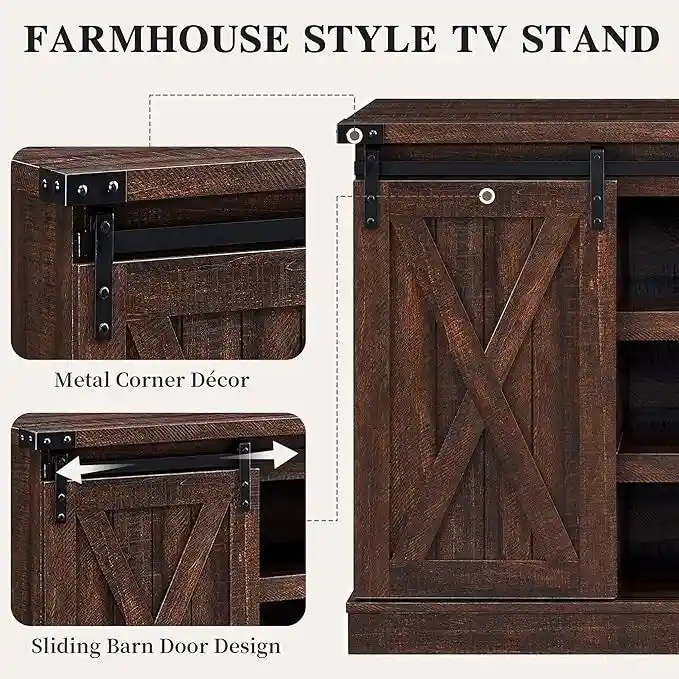 Wood Media Console TV Stand Entertainment Center