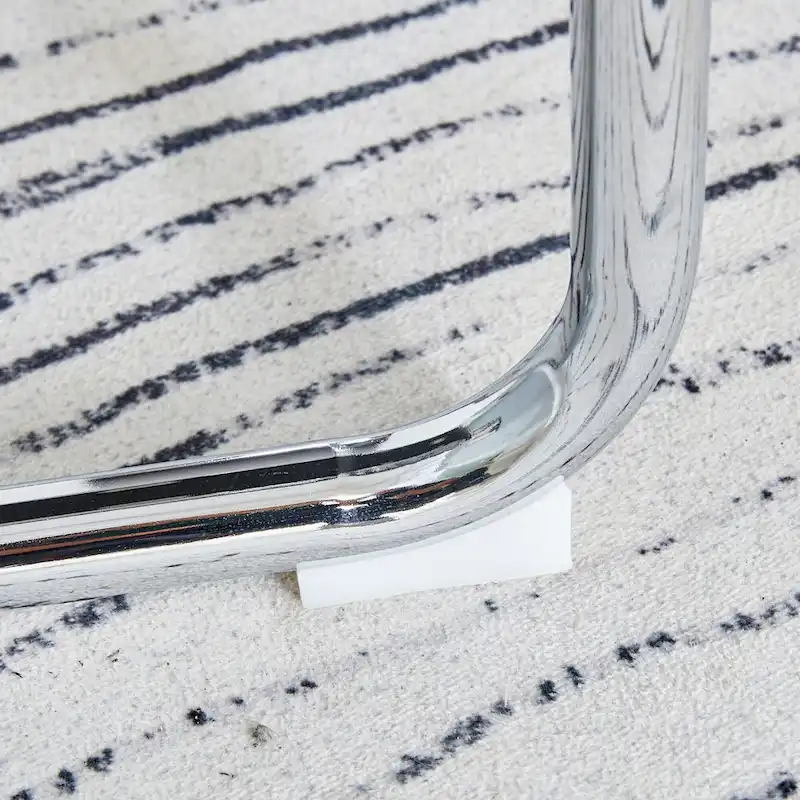 Modern Tempered Glass Dining Table Set with U-shaped Marble Pattern Base and PU Upholstered Chairs