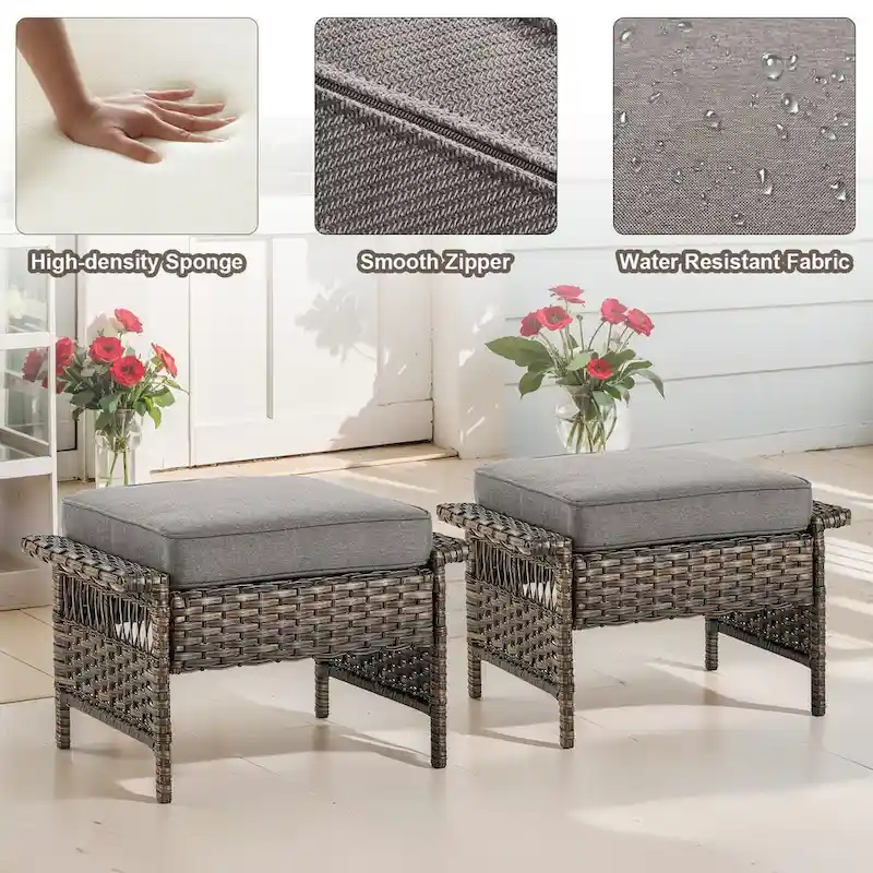 Gymojoy Patio Bistro Set w/ 360 Swivel Rocking Chairs & Table - Brown