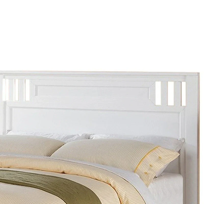 Full Bed Frame with Wooden Finish - White