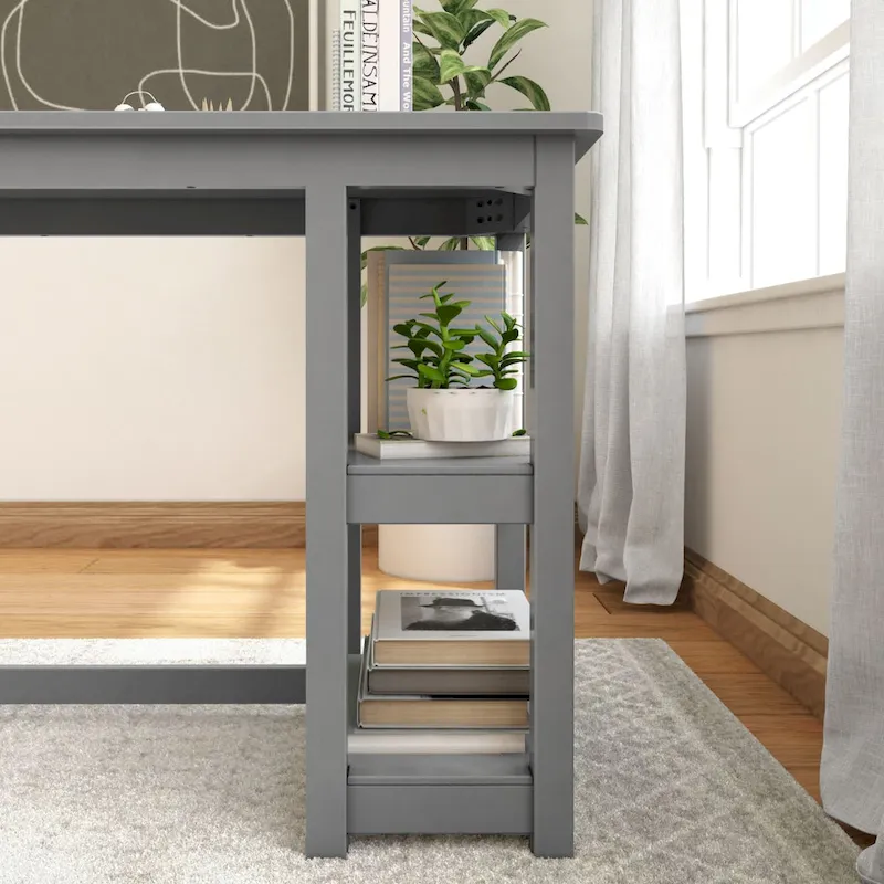Plank and Beam Desk with Bookshelves