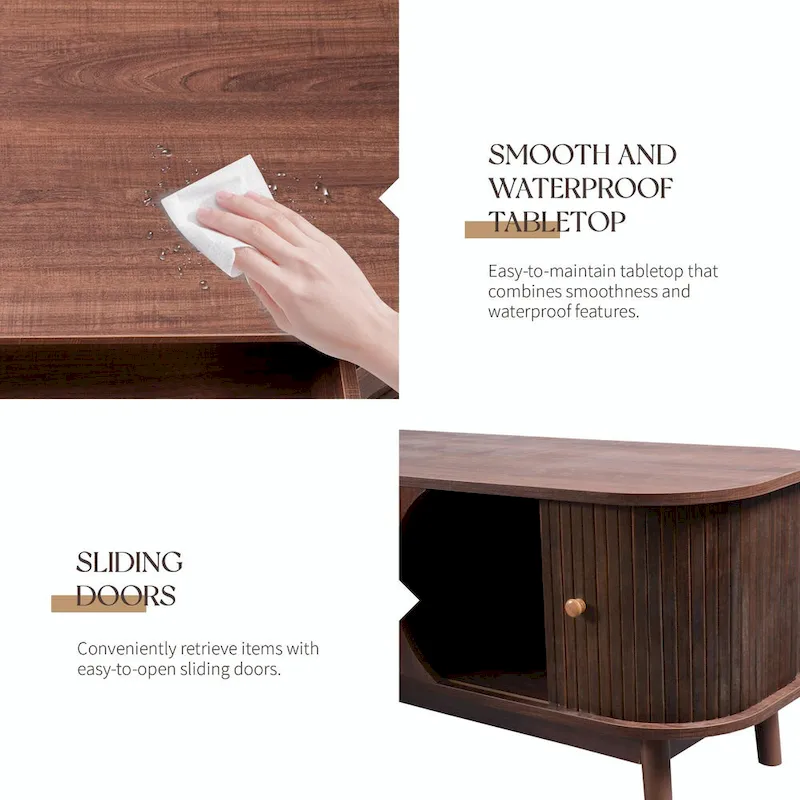 Modern Farmhouse Media Console with Solid Wood Legs