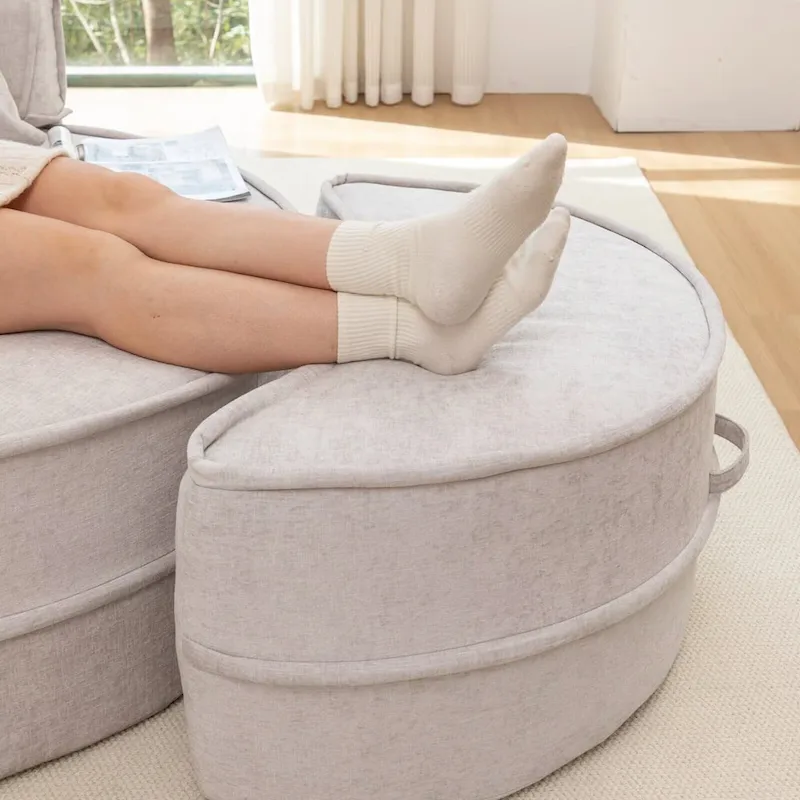 Modern Round Barrel Accent Chair with Ottoman - Velvet Lounge Sofa