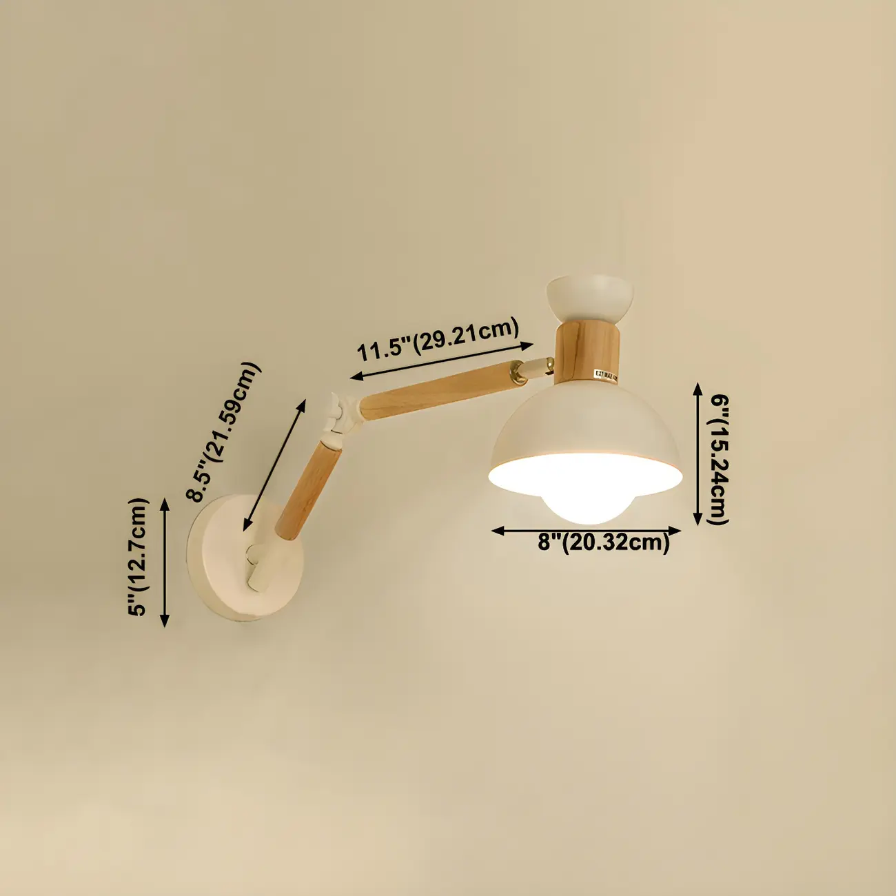 Modern Wood Metal Swing Arm Wall Light