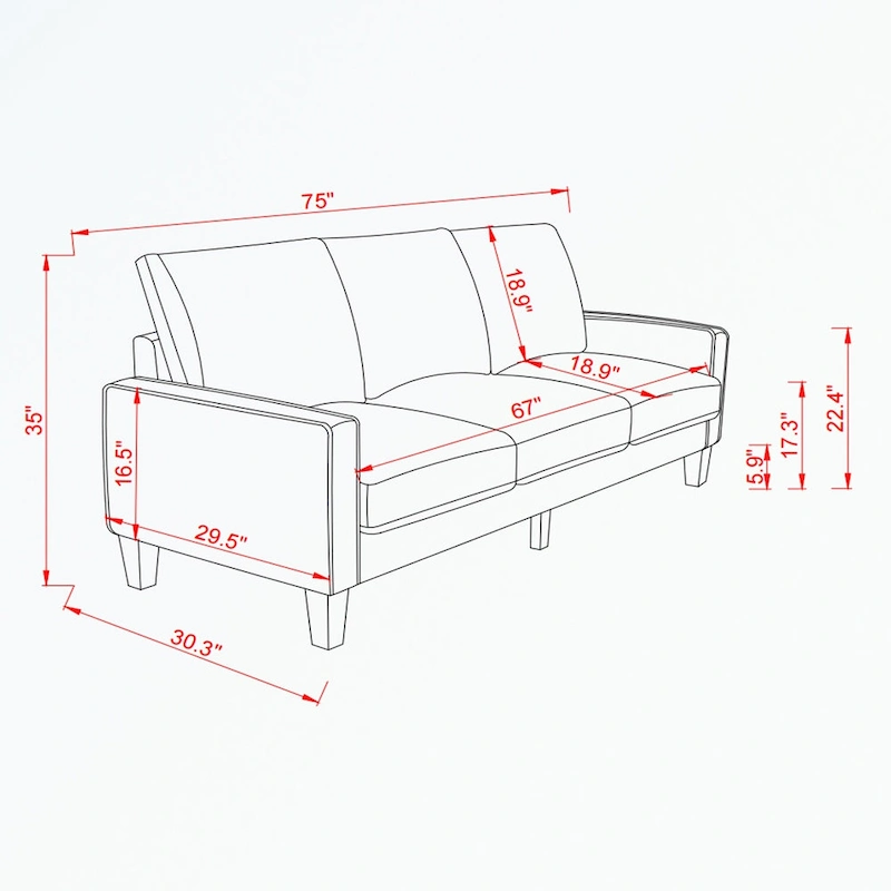 Fabric Upholstered Living Room Furniture Sofa