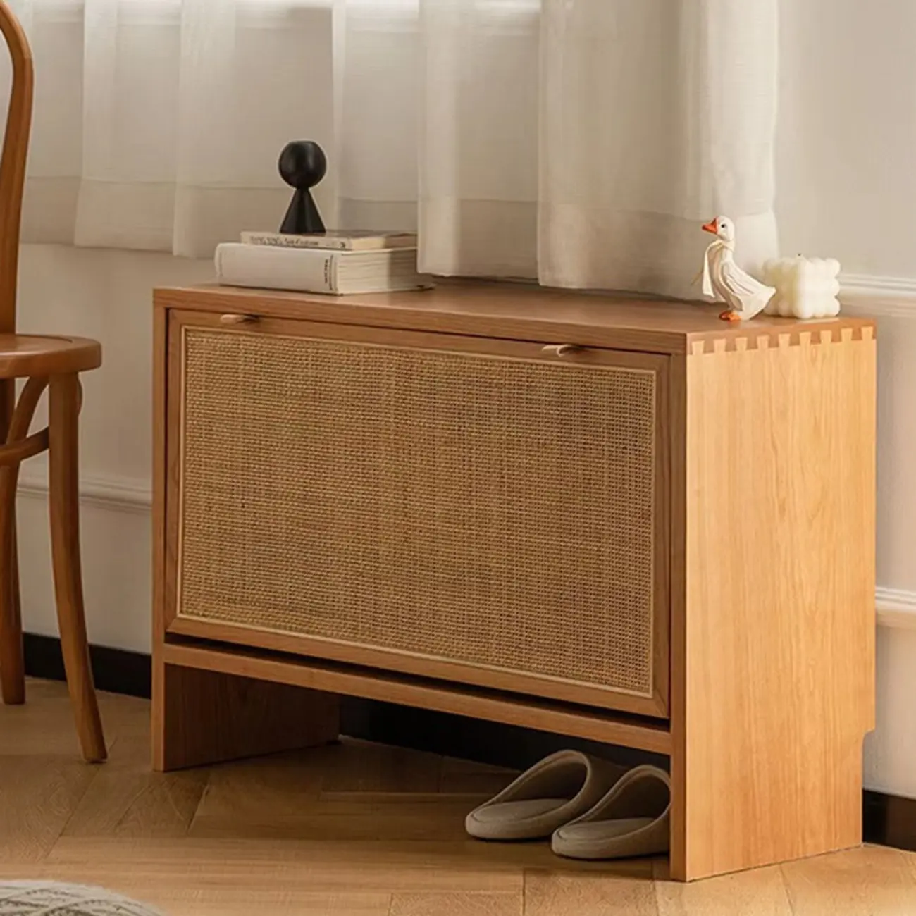 Boho Solid Wood Tipping Shoe Cabinet in Brown