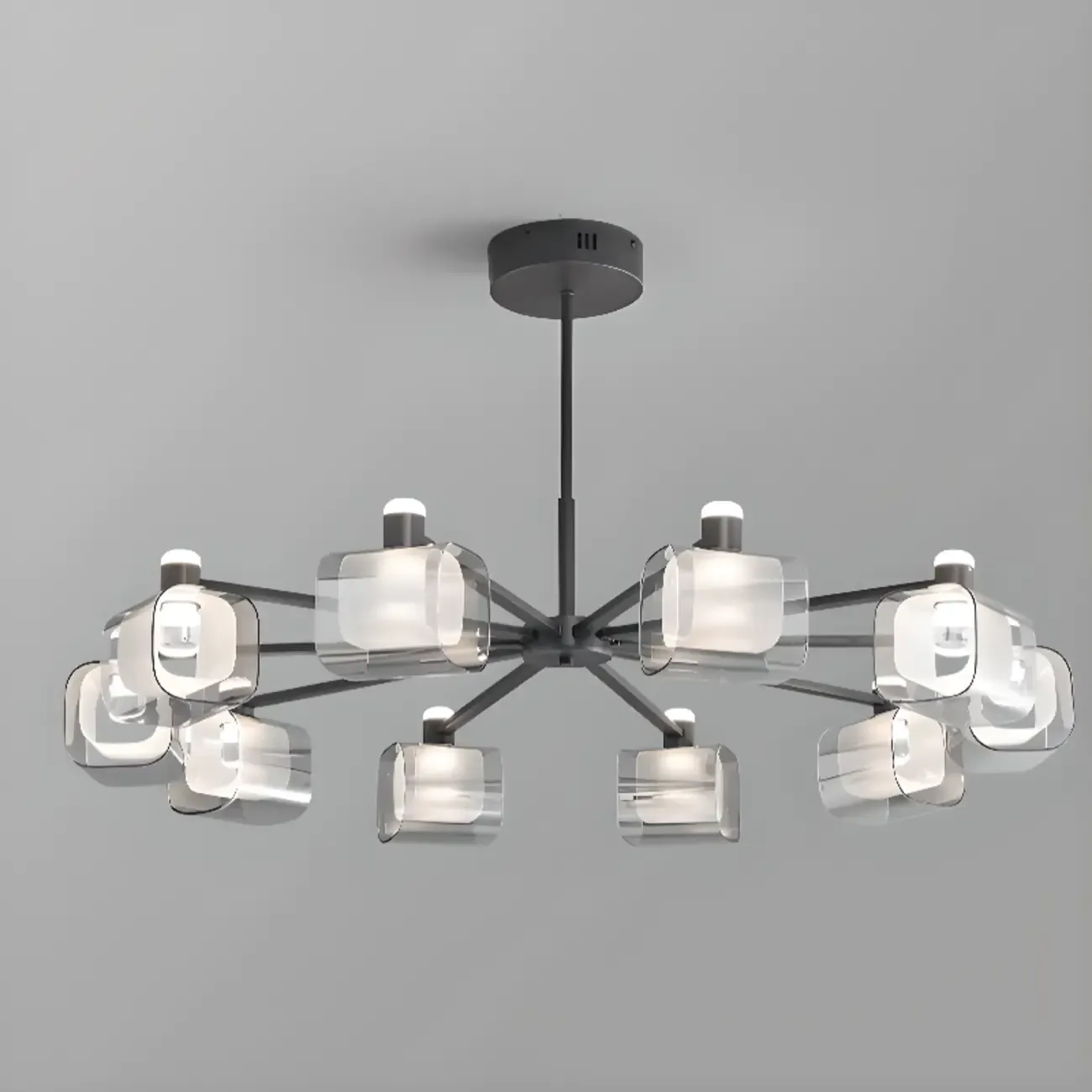 Modern 10-Light Circle Geometric Clear Glass Chandelier