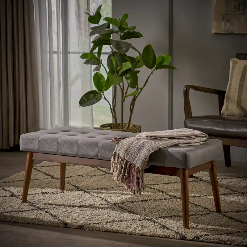 Flavel Tufted Fabric Ottoman Bench by Christopher Knight Home