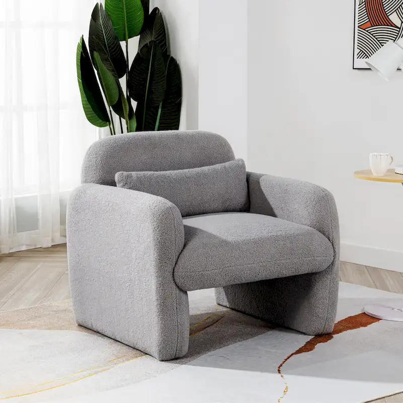 Stylish and Minimalist Single Sofa Chair with Arms and Pillow, Armchair, Accent Chair for Living Room, Bedroom, Study