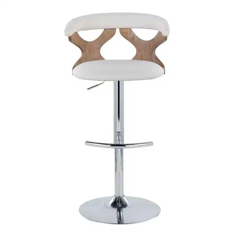 LumiSource Set of 2 Gardenia Adjustable Barstools Chrome Fabric