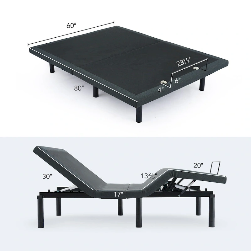 CO-Z Massaging Zero Gravity Adjustable Bed with Wireless Remote and Underbed Lighting