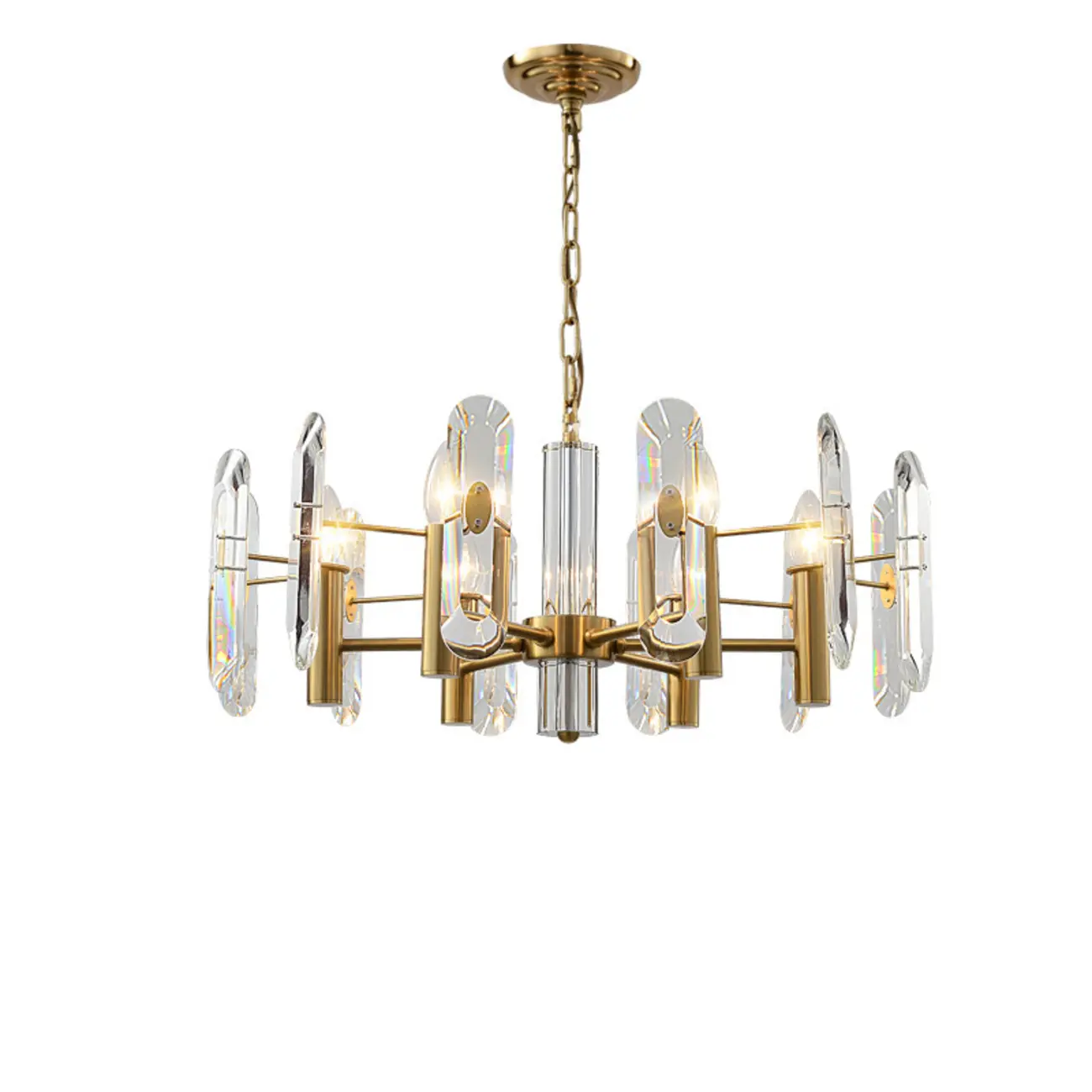 Geometric Gold Metal Clear Crystal Sputnik Chandelier