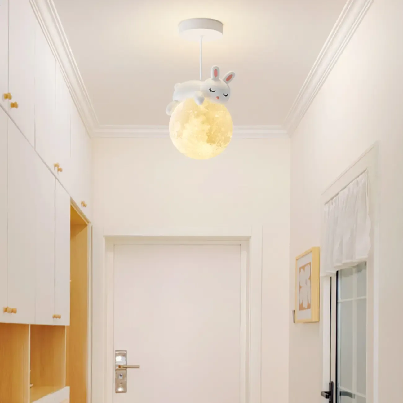 Cartoon Animal White Metal Acrylic Globe Pendant Light