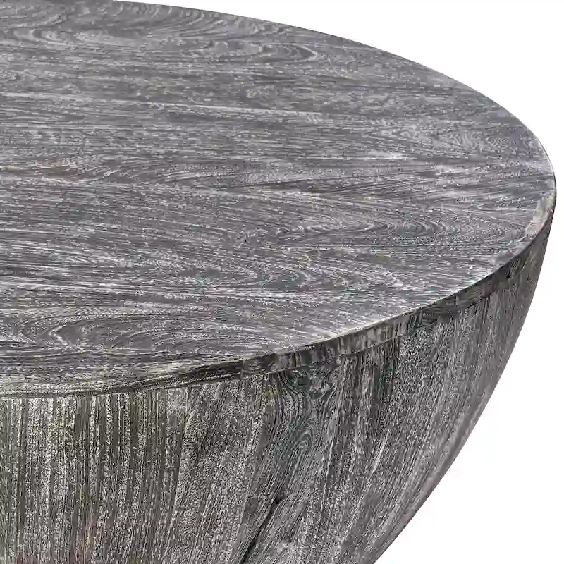Arthur 35.5 Inch Round Mango Wood Coffee Table Subtle Grains