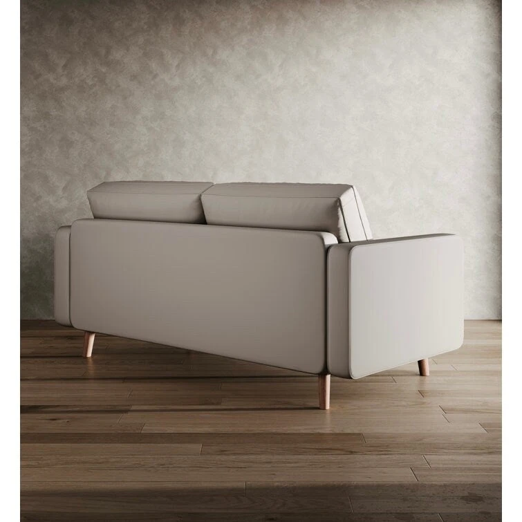 Stateside Mid-Century Square Arm Leather Covered Loveseat Sofa 59